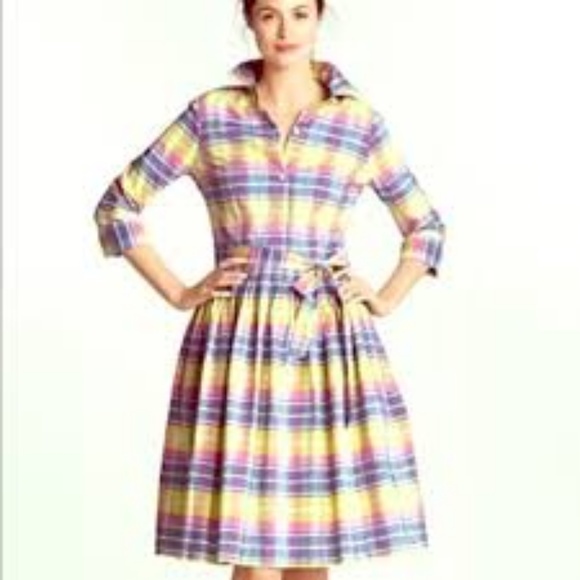 Lands' End Dresses & Skirts - NWOT Land's End 3/4 sleeve cotton plaid dress